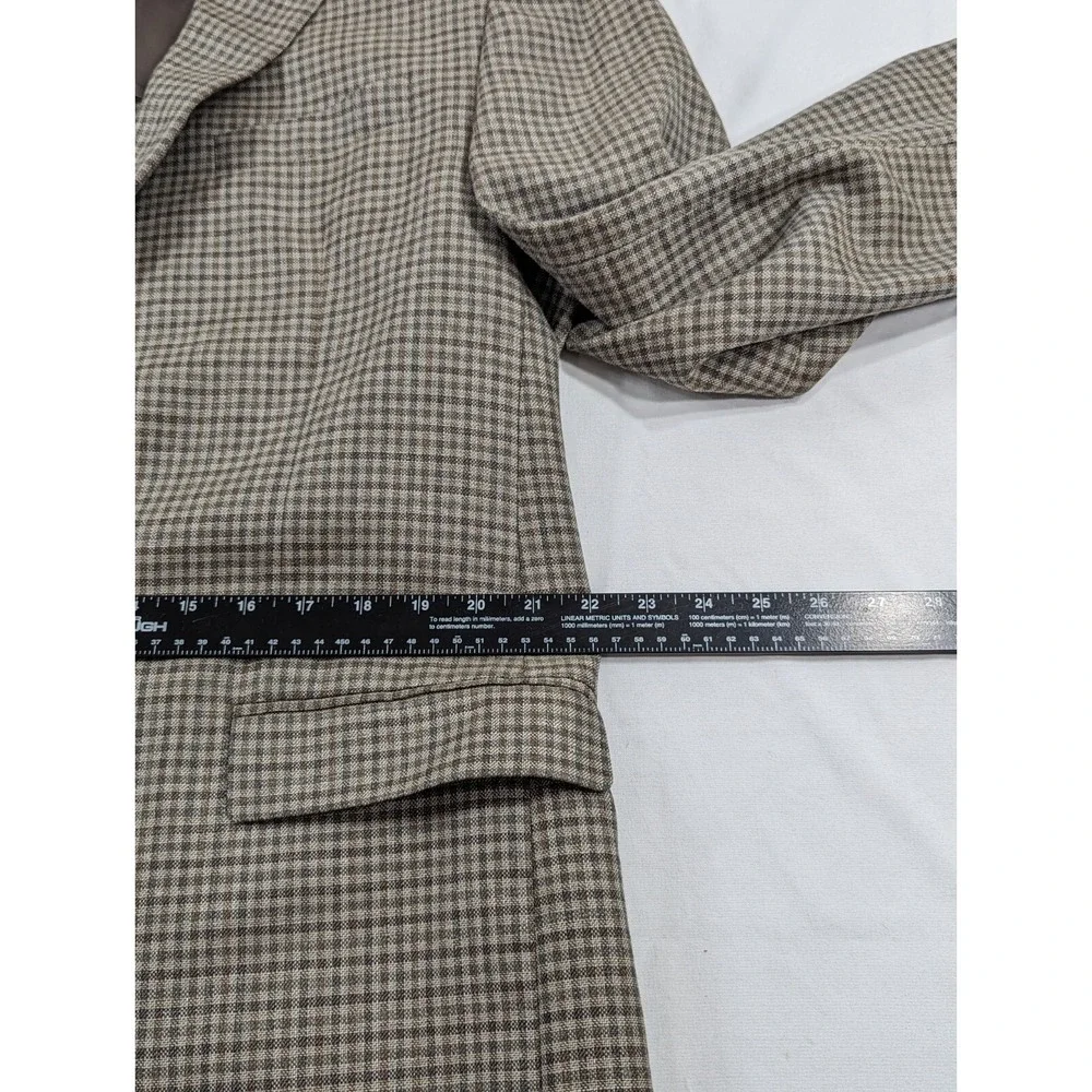 Ralph Lauren Blazer Sport Jacket Coat Silk Wool Linen Blend 44L‎ Tight Plaid EUC